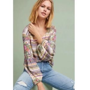 Maeve Anthropologie Ceresco Peasant Boho Top Floral